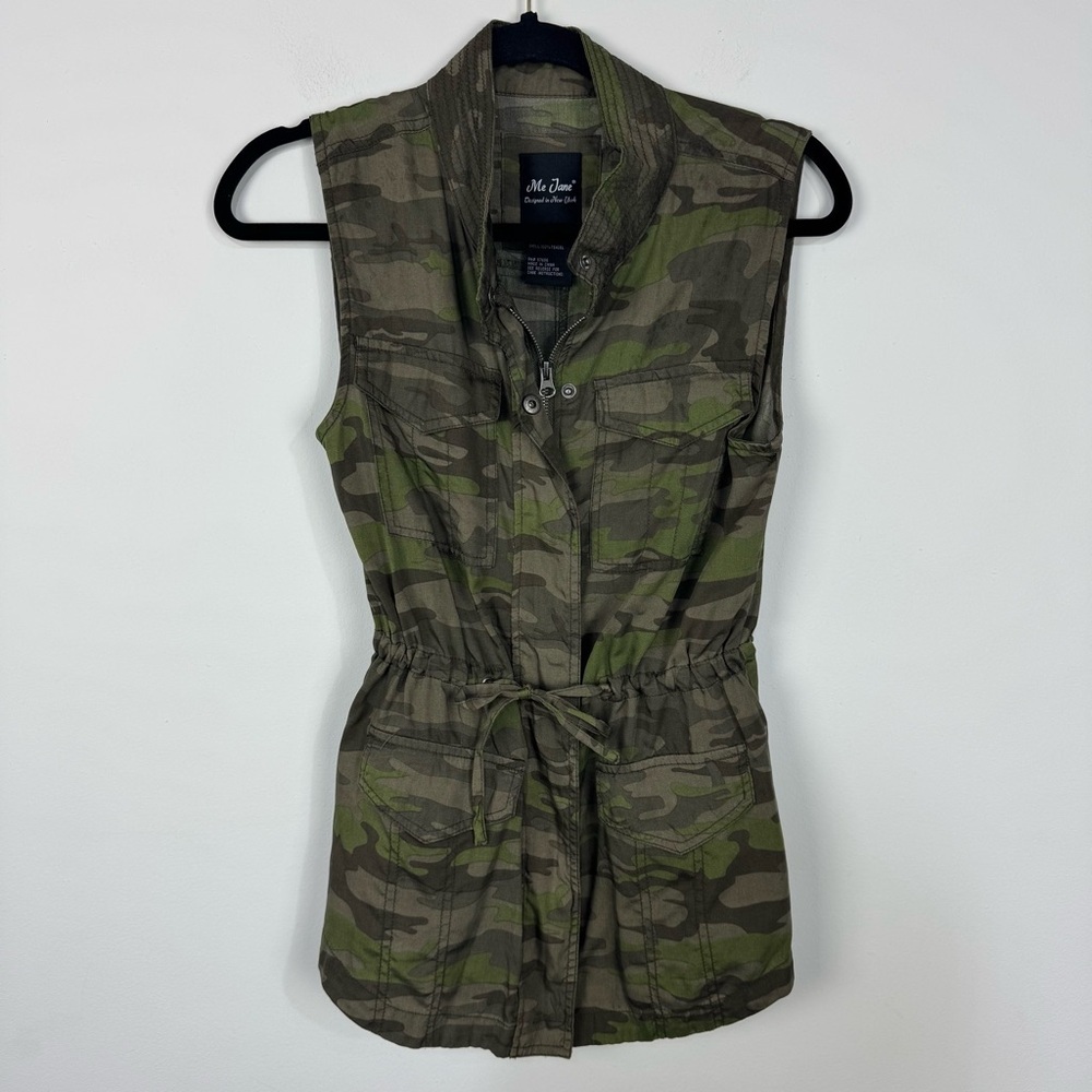 Me Jane Camo Sleeveless Cargo Vest Utility Jacket